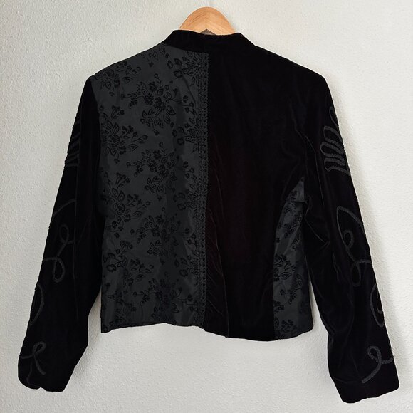 CITY GIRL by Nancy Bolen Black Velvet Embroidered Crop Jacket (8) - Goth - Picture 6 of 16
